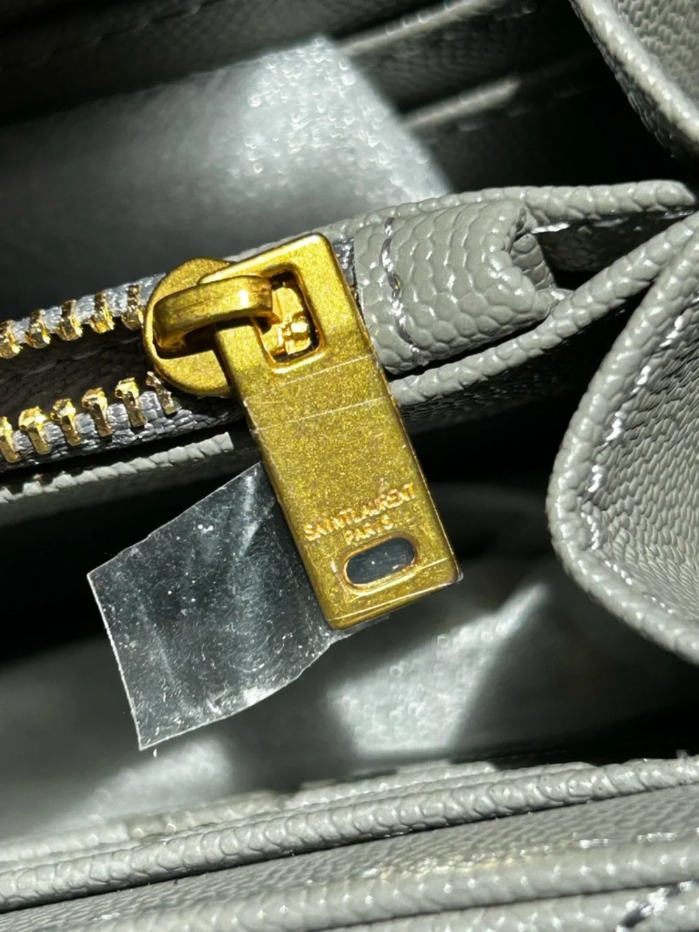 Saint Laurent Silver Quilted Coat with Gold YSL Emblem - Picture 5 of 6